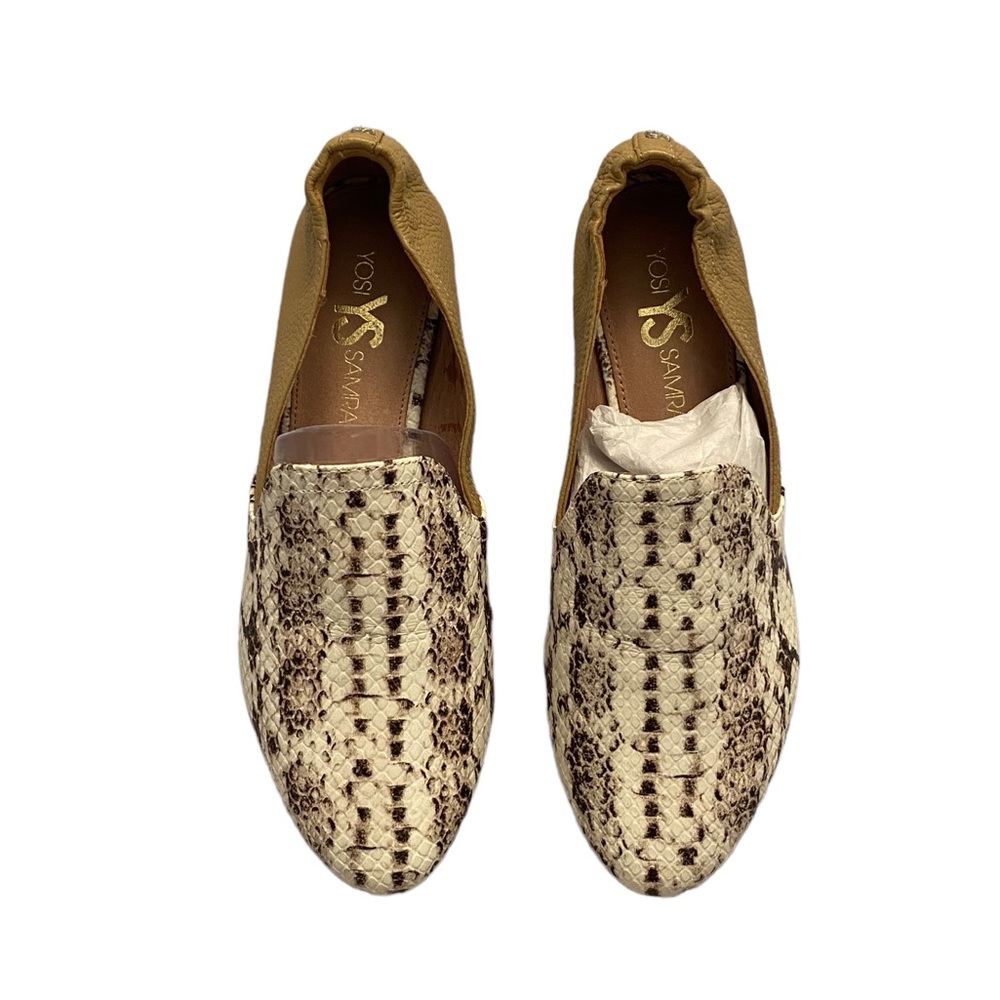 Yosi Samra Snakeskin and Cream Leather Loafer